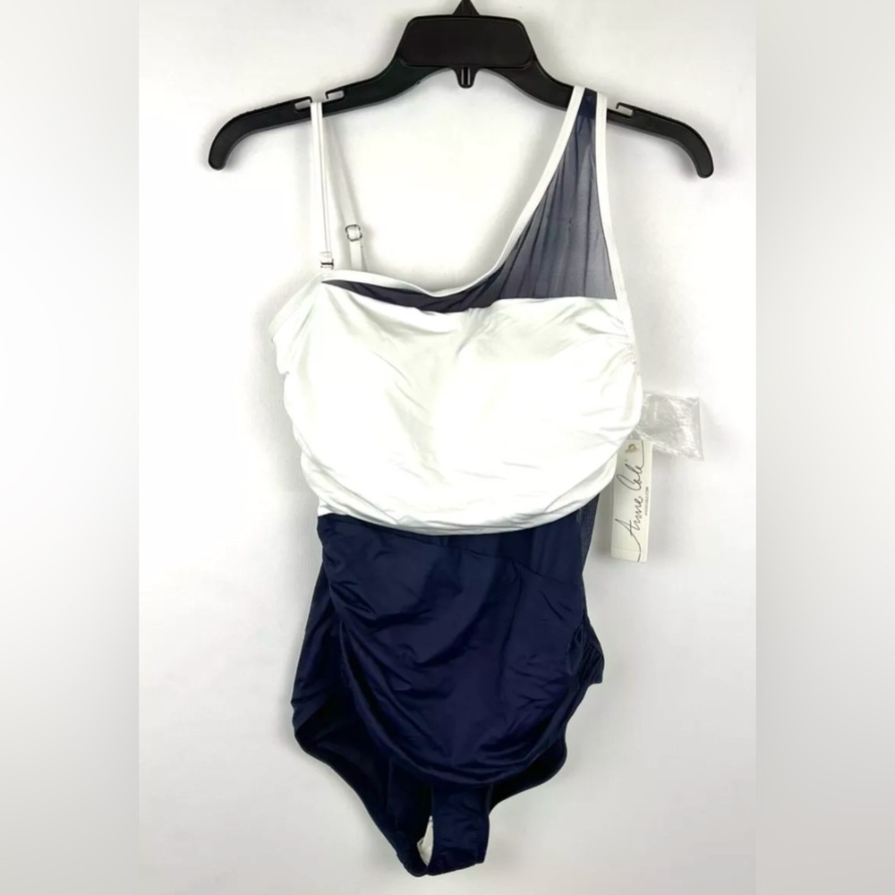 Anne Cole Women’s White/Blue One Piece Swimsuit Size 10